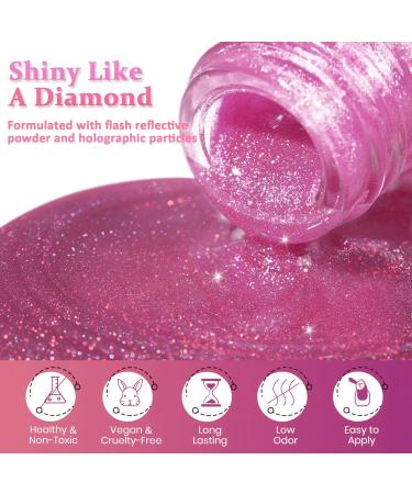Pink Glitter Nail Polish Pink Nail Varnish - Quick Dry Nail Polish No UV Needed Glitter Nail Varnish Long Lasting Glitter Gel Nail Polish - Nail Art Nail Paint DIY Manicure Home Use 13ml Hot Pink - Buy Online on GoSupps.com