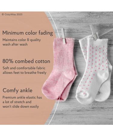 CozyWay Kids Non Slip Cotton Crew Socks with Grips - 6 Pairs for Toddler Boys & Girls 1-3 Years - Anti Skid Striped Design - Solid Colors - Children's Toddler Socks - Buy Online on GoSupps.com