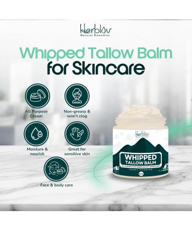 Beef Tallow Balm - Natural Grass Fed Whipped Tallow & Honey - Moisturizing All-Purpose Lotion for Eczema Dry Skin & Irritation - Made in USA - Buy Online on GoSupps.com