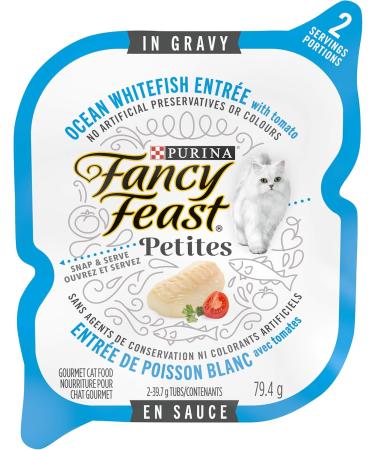 Fancy Feast Petites Wet Cat Food Ocean Whitefish Entr e with Tomato in Gravy - 79.4g Tray (12 Pack) & Wet Cat Food Elegant Medleys Florentine Variety Pack 85 G Cans (12 Pack) - Buy Online on GoSupps.com