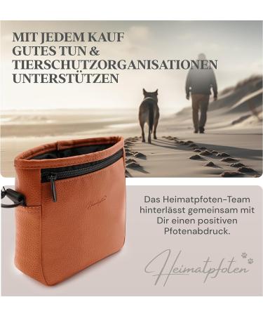 Heimatpfoten Leather Imitation Dog Feeding Bags - One-Hand Magnetic Closure - Cognac Brown - Buy Online on GoSupps.com