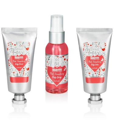BRUBAKER 8-Piece Bath & Shower Set - Strawberry Sweet Love Gift Set in Decorative Wooden Basket - Pink Flower Design - Buy Online on GoSupps.com