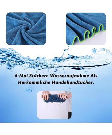 JMQYS Extra Absorbent & Quick-Dry Microfiber Dog Towel | Perfect Bath Towel for Small to Medium Dogs & Cats | 90x50cm Sea Blue - Buy Online on GoSupps.com