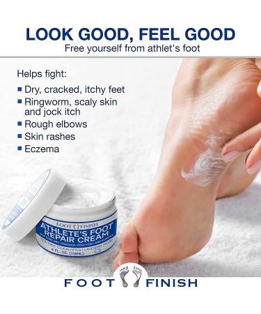 Foot Finish Athlete's Foot Treatment Cream - 4oz | Natural Anti-Itch Relief for Dry Cracked Feet with Tea Tree, Rose & Lavender Oil - Buy Online on GoSupps.com
