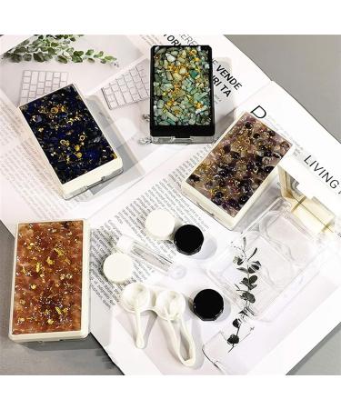 Buy Double Box Cobblestone DIY Contact Lens Container with Mirror - Dark Blue Lentil Storage & Mini Box Organizer for Beauty | International Shipping - Buy Online on GoSupps.com