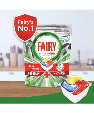 Fairy Platinum Plus Dishwasher Pads 84 Capsules Lemon Dishwasher Detergent Original Shine Anti-Matte Technology with Brilliant Action - Buy Online on GoSupps.com