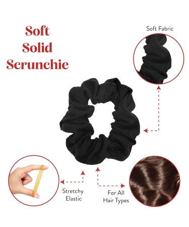12 Pack Small Cotton Hair Scrunchies in Black - Soft and Gentle for All-Day Comfort - Buy Online on GoSupps.com