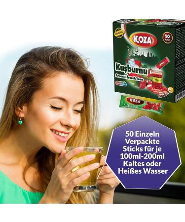 Koza Rosehip Instant Beverage Powder Sticks - 50 Pack | Hot & Cold Drink Mix | Turkish Tea & Iced Tea Powder | Premium Fruit Tea - Buy Online on GoSupps.com