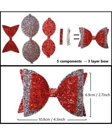 AOUXSEEM Faux Leather Hair Bows DIY Kit | Pre Cut Pieces, Hair Clips Included | Large Size 10 Set | Create Fashionable Hair Accessories for Girls and Women - Buy Online on GoSupps.com