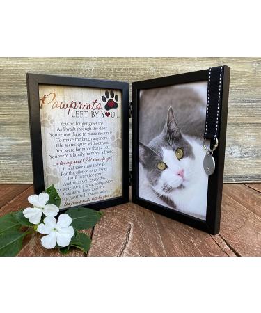 Pawprints Pet Memorial 5x7 Frame for Cats | Pawprints Left by You Poem | Pet Tag Included - Buy Online on GoSupps.com