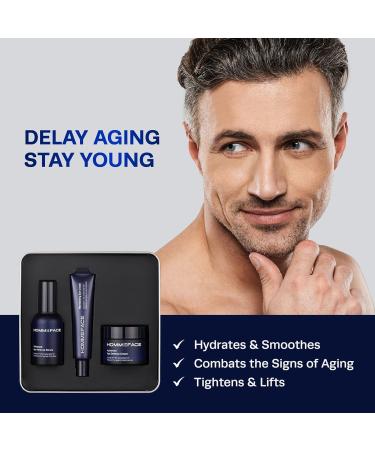 HOMMEFACE Advanced Age Defense Anti-Aging Skincare Set for Men - Facial Serum Eye Cream & Face Cream - Shop Internationally - Buy Online on GoSupps.com