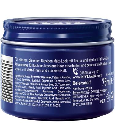 Buy Nivea Men Matte Wax Paste 75ml | Strong Hold Hair Wax for Casual Matte Look & Texture - Buy Online on GoSupps.com