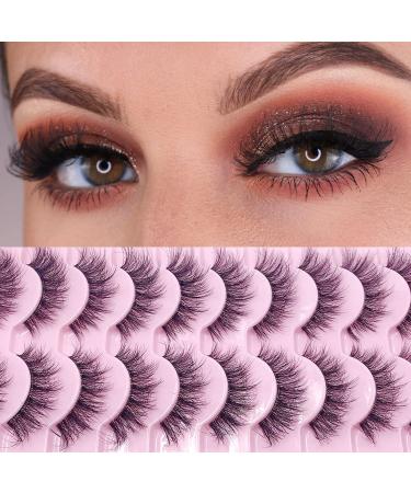 IFLOVEDEKD 10 Pairs 100% Handmade Fake Lashes Clear Band Fake Eyelashes 3D Wispy Lashes Fluffy Eye Lashes Natural Look Reusable Lashes Short Natural False Lashes Soft Mink Lashes Fluffy Fashion - Buy Online on GoSupps.com