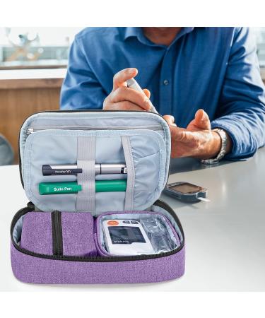 CURMIO Diabetic Supplies Bag - Purple Diabetes Travel Organizer Case for Glucose Meter, Insulin Pens & Medication - Detachable Pouches - Bag Only - Buy Online on GoSupps.com