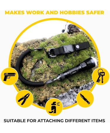 EDCX Paracord Tactical Lanyard - Made in Ukraine | Elastic Key Trailer & Belt Attachment (Black) | International Shipping Available - Buy Online on GoSupps.com