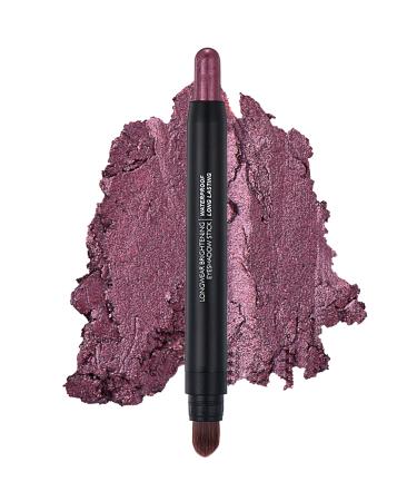 Eyeshadow Makeup Stick - No Crease Glitter Shimmer Rose Purple Cream Eye Shadow Stick with Soft Brush Rotatable Eye Brightener Pencil Crayon Long Lasting Waterproof for Metallic Eye Makeup-#07 07#