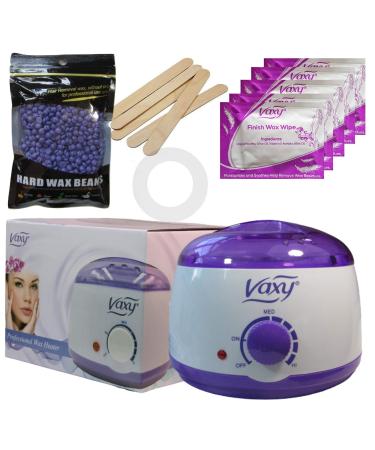 Wax Warmer Hair Removal Waxing Kit Electric Pot Heater Melts with Accessories. Painless Rapid Waxing of Face Body Bikini Area Total Home Waxing Solutions for Men & Women by Vaxy (Lavender)