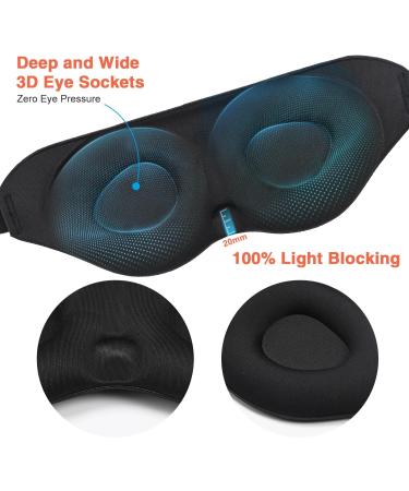 Premium 3D Contoured Sleep Eye Mask for Men & Women - Light Blocking Soft Comfort Blindfold for Travel & Yoga - Perfect for Naps - Buy Online on GoSupps.com