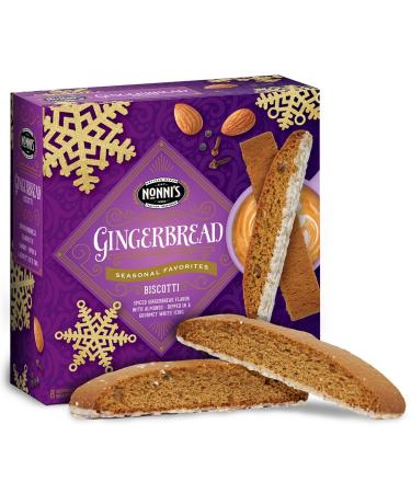 Nonni's Gingerbread Biscotti Holiday Cookies - Gingerbread Cookies - Gingerbread Christmas Cookies w/ Almonds & White Icing - Biscotti Individually Wrapped Cookies - Italian Cookies - 6.88 oz