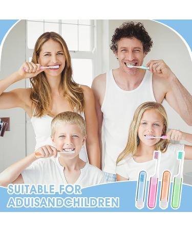 Sibba Soft Bristles Toothbrush 4-Pack - Folding Manual Toothbrushes for Fragile Gums - Dental Care for Adults & Kids - Portable for Camping & Travel - Orange, Blue, Green, Pink - Buy Online on GoSupps.com