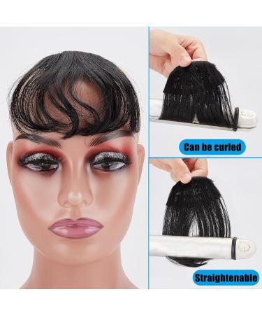 NICENEEDED Black Clip in Fake Bangs Hair Clip in Extensions Faux Bangs Wavy Curly Long Side Air Bangs Clips Hair Pieces Barrettes for Women - Buy Online on GoSupps.com