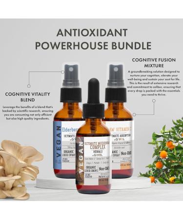 Antioxidant Powerhouse Bundle - Elderberry Raw Vitamin C Mushroom Complex - Nutriments Phytonutrients & Cognitive Well-Being All in One Package - Multivitamins - 2 Fl Oz - 240 Days Supply b) Elderberry Mist-Mushroom Comp  - Buy Online on GoSupps.com