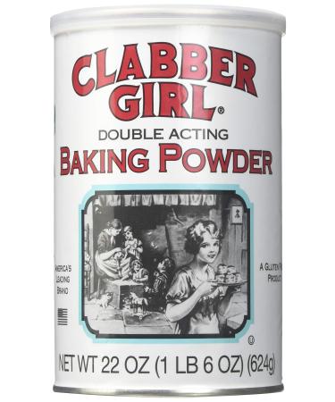 Clabber Girl Baking Powder - Gluten Free, Vegan, Vegetarian, Double Acting Baking Powder in a Resealable Can, Kosher, Halal - 22 Oz Can (1)