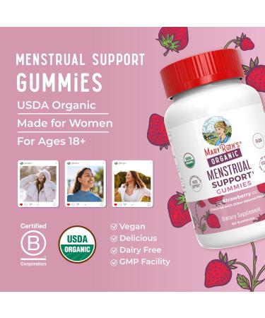 Organic Menstrual Support Gummies by MaryRuth's | for The Relief of Common Symptoms of Premenstrual Syndrome | PMS Support | Premenstrual Mood Support | USDA Organic | Non-GMO | Vegan | 30 Servings - Buy Online on GoSupps.com