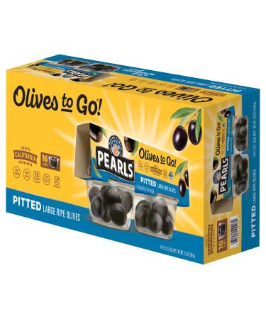 Pearls Olives To Go, Large Ripe Pitted, Black Olives, 1.2 oz, 16-Cups 16 Cups Large Ripe Pitted Black Olives