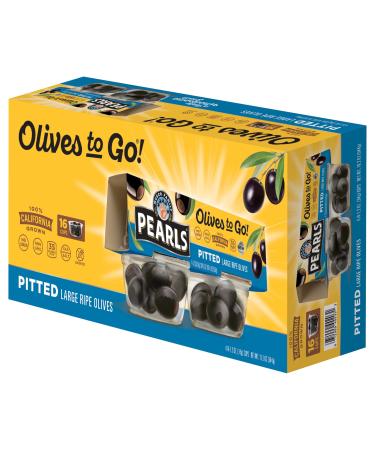 Pearls Olives To Go, Large Ripe Pitted, Black Olives, 1.2 oz, 16-Cups 16 Cups Large Ripe Pitted Black Olives - Buy Online on GoSupps.com