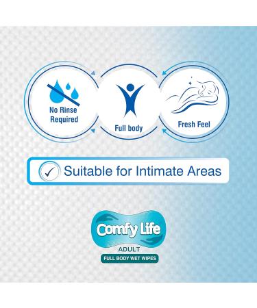 Comfy Life Premium Full Body Cleansing Wet Wipes for Adults - 80 Count Pack - Luxury Fresh-Feel, Rinse-Free, Fragrance-Free Intimate Care Sheets - Buy Online on GoSupps.com