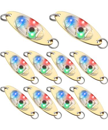 LED Fishing Lures Fishing Spoons Underwater Flasher Bass Halibut Flasher Saltwater Trolling Deep Drop Fishing Light LED Lighted Bait Flasher 10