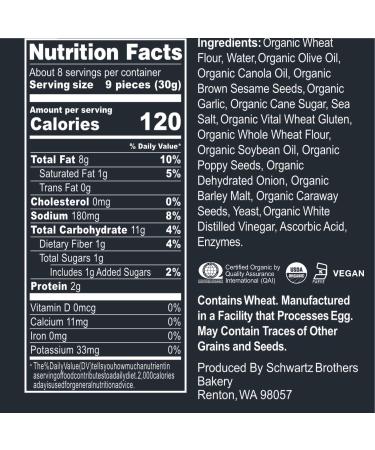 Schwartz Brothers Bakery Organic Everything Bagel Chips 8oz (Pack of 4) - Kosher, Artisanal, Vegan | Freshly Baked Crunchy Snack - Buy Online on GoSupps.com