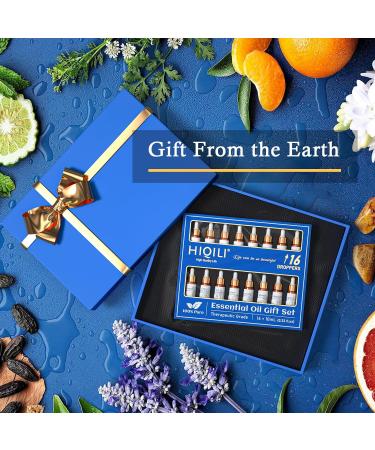 HIQILI Essential Oils Set - 16x10ml Aromatherapy Scents for Diffusers at Home - Lavender, Peppermint, Tea Tree, Orange, Lemongrass, Eucalyptus - Buy Online on GoSupps.com