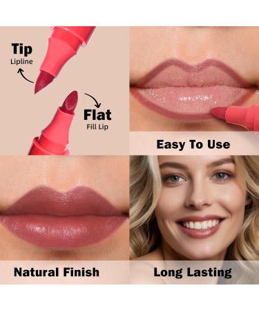 KIMUSE Lip Stain Marker Set - Long Lasting Waterproof Smudgeproof Lip Liner & Color | Matte Finish | All Day Wear (Radiantly Rose - Buy Online on GoSupps.com