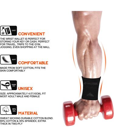 NEWZILL Wrist Wallet (Wristband) with Zipper - for Running  Walking  Basketball  Tennis  Hiking  Cross-Fit and More Long Black - Buy Online on GoSupps.com