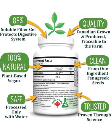 FenFiber Natural Fenugreek Fiber Capsule Supplement for Acid Relief - Premium Vegan Dietary Supplement Supporting Digestive Health 120 Count - Buy Online on GoSupps.com