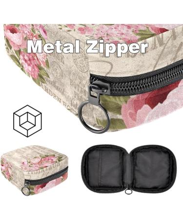 Menstrual Pad Bag with Zipper - Stylish Ladies Napkin & Tampons Pouch for Women & Girls - Garden Rose Design - Buy Online on GoSupps.com