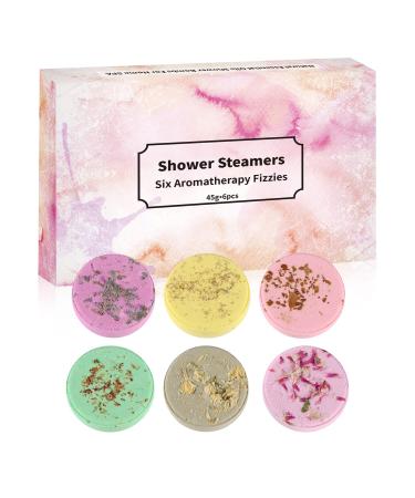 Shower Steamers Gifts for Women and Men - 6 Pack Self Care Home Spa Shower Bombs Aromatherapy with Pure Essential Oil for Relaxation. Pink Set: Lavender Chamomile Vanilla Cherry Lily Jasmine Set A