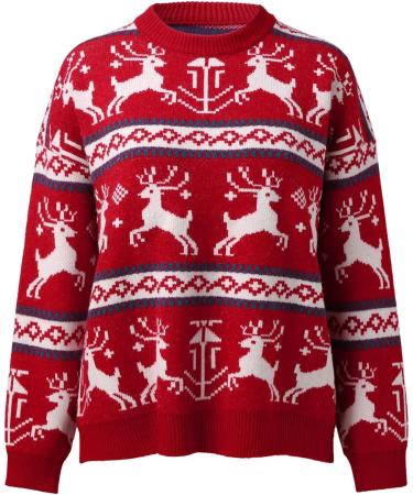 Unisex Ugly Christmas Sweater with Reindeer Pattern - Cozy Long-Arm Knit Hoody for Women & Men - Perfect Winter Holiday Fashion - Buy Online on GoSupps.com