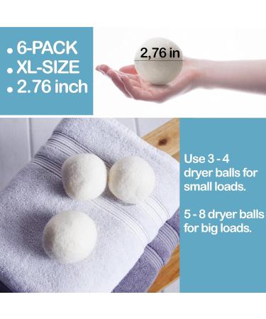 Buy Nilu Organic Wool Dryer Balls - Reusable XL Set of 6 All-Natural Fabric Softener for Lint Removal & Pet Hair - Non-Toxic 100% New Zealand Wool - Buy Online on GoSupps.com