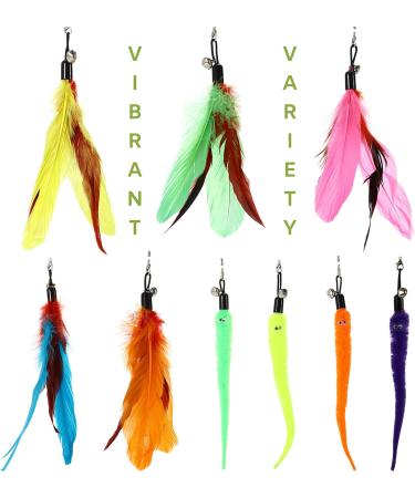 Interactive 11-Piece Buddy Wild Cat Toy Set with Teaser Wands and Feather Worms - Vibrant Colors - Exercise Toys for Cats and Kittens - Buy Online on GoSupps.com