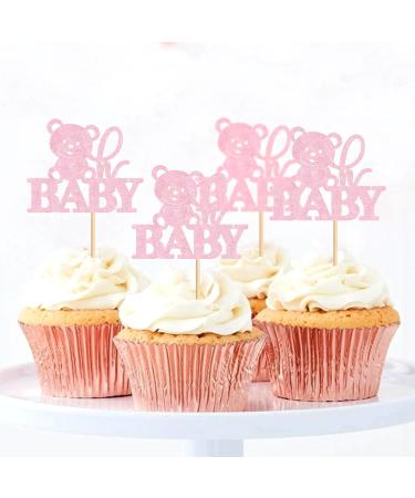 Ercadio 24 Pack Bear Oh Baby Cupcake Toppers Pink Glitter Bear Oh Baby Cupcake Picks Bear Oh Baby Cupcake Decorations Bear Themed Baby Shower Birthday Party Cake Decor Supplies Oh Baby Pink - Buy Online on GoSupps.com