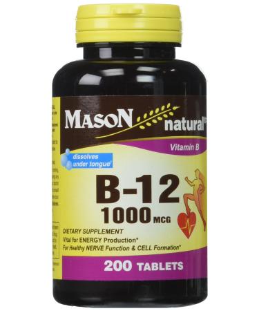 Mason Vitamins B 12 1000 mcg Dissolves Under Tongue Tablets 200 Count