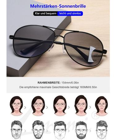 Buy Lanomi Pilot Sunglasses - Classic Metal Progressive Multifocal Reading Glasses with Blue Light Filter & UV400 Protection | Outdoor Visual Aid in +1.0 to +4.0 - Buy Online on GoSupps.com