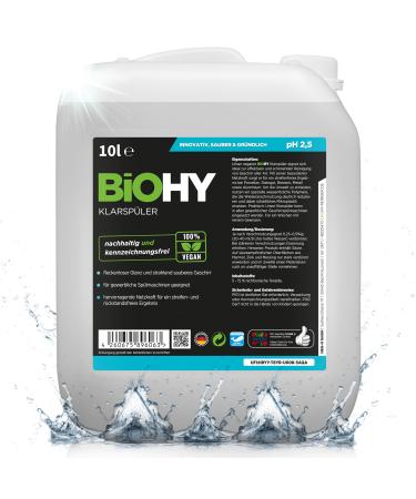 Biohy clearwater (10 liters of canister) |Organic dishwasher |Ideal for all dishwashers |Extra strong fat solder for gastronomy & household |Fresh shine on glass & dishes 10 l (1 Pack)