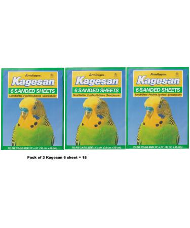 Kagesan Green BIRD CAGE SAND PAPER SHEETS 3X6 PACK 18 SHEETS 33CM x 25CM