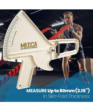 Pro Body Skin Caliper - Handheld BMI Measuring Tool for Accurate Fat Measurement | Fitness and Weight Loss Monitoring Tool for Men and Women | Includes Instructions and Body Fat Chart - White - Buy Online on GoSupps.com