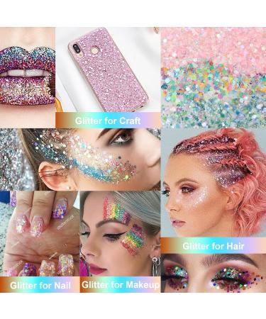 12 Pack Face Glitter - Festival Chunky Cosmetic & Body Glitter for Hair & Nail | Sparkling Mixed Colors - Buy Online on GoSupps.com