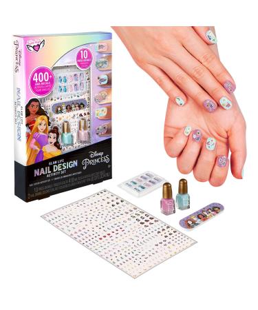 Fashion Angels Disney Princess Nail Design Activity Set with Over 400 Nail Decals  Nail Stickers  Nail Polish  Press-On Nails  Minnie Mouse Emery Board for Girls Ages 8 and Up